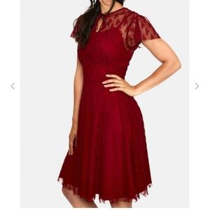 NWOT - Voodoo Vixen Red Lace Like Dress - Size 6